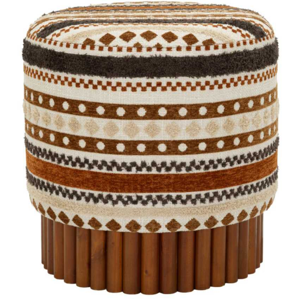 Pouf en tissu avec pieds en bois Ethnic