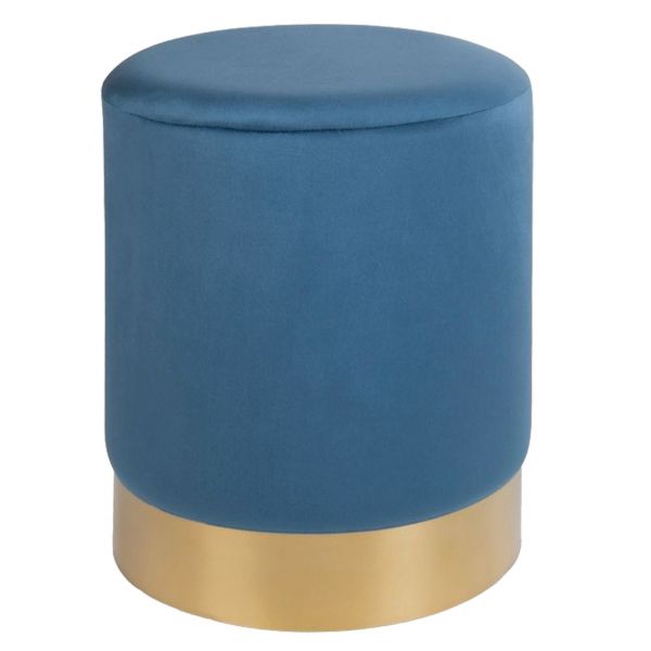 Pouf en velours et métal doré