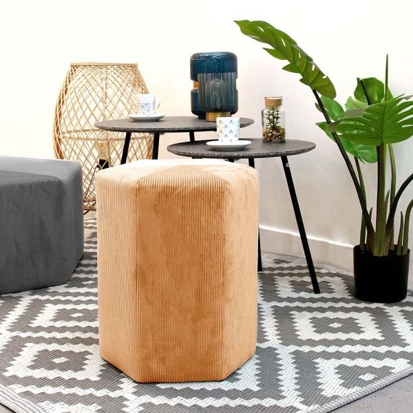 Pouf en velours côtelé Guilia 35 cm - THE HOME DECO FACTORY