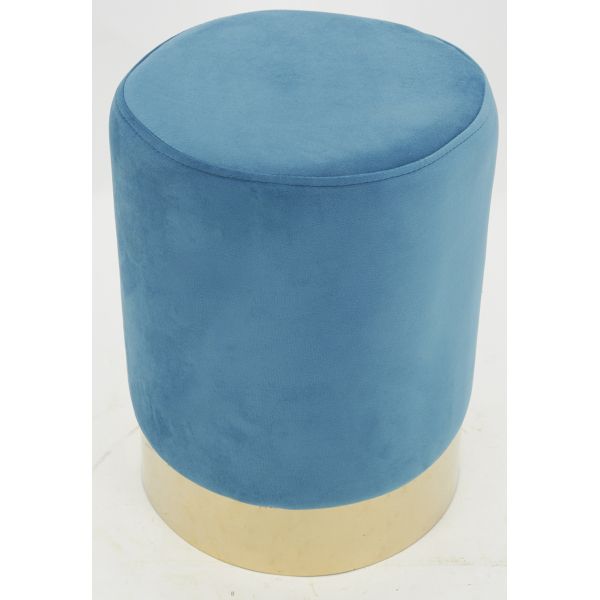 Pouf en velours et métal doré - AUB-4443