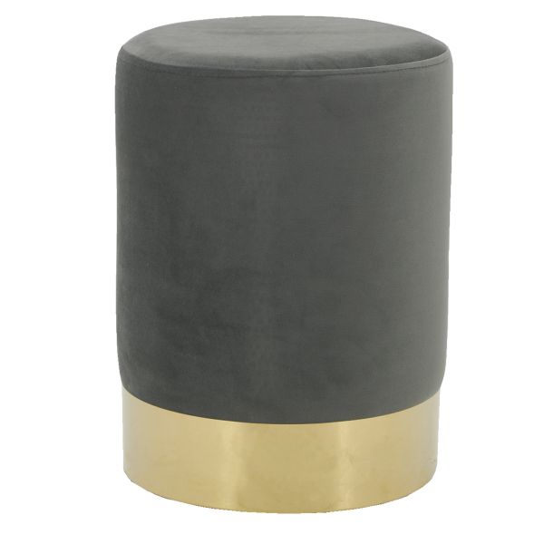 Pouf en velours et métal doré