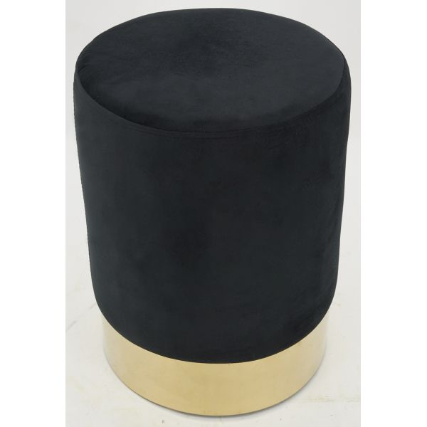 Pouf en velours et métal doré - AUB-6229