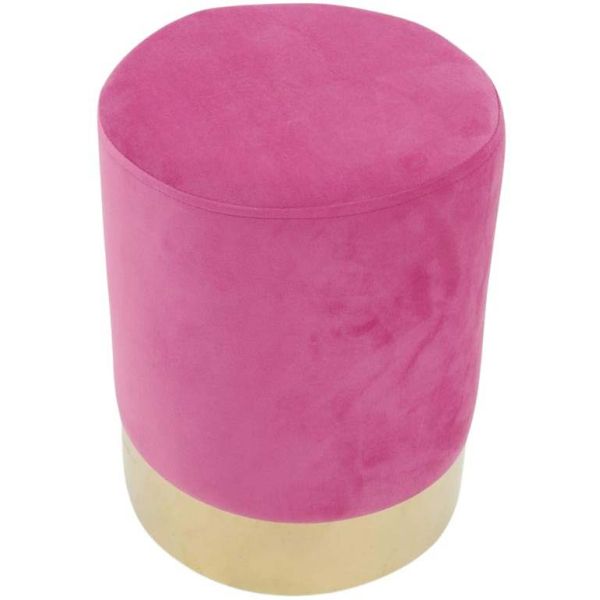 Pouf en velours et métal doré - AUB-4445