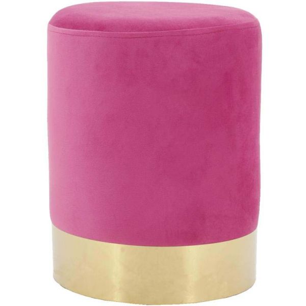 Pouf en velours et métal doré