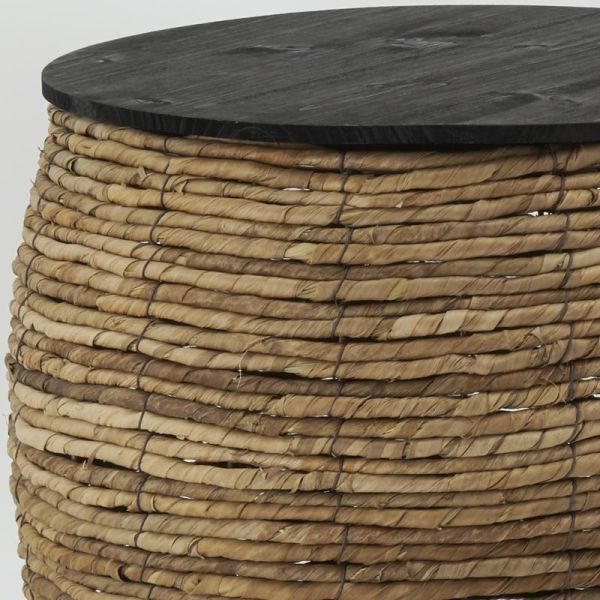 Poufs coffres en abaca et bois (lot de 2) - AUB-6281