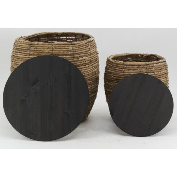 Poufs coffres en abaca et bois (lot de 2) - AUBRY GASPARD