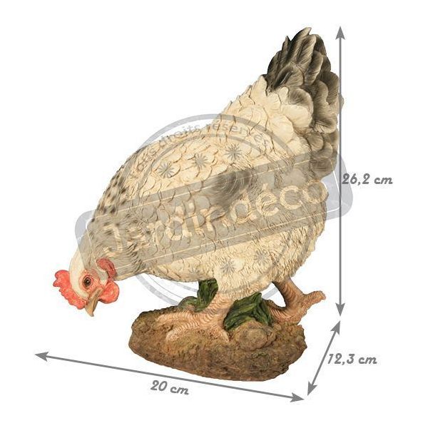 Poule blanche en résine picorant - 