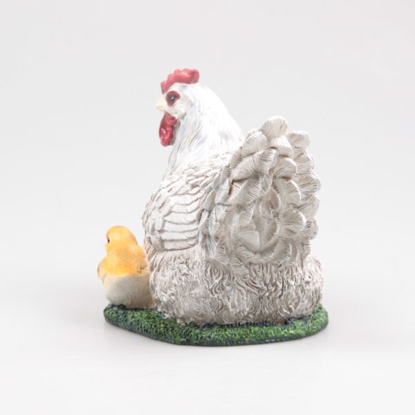 Poule couvant avec poussin en résine 17 x 23 x 19 cm - IMH-0132