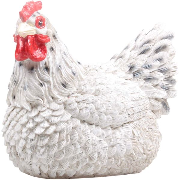 Poule couvant en résine coloris blanc