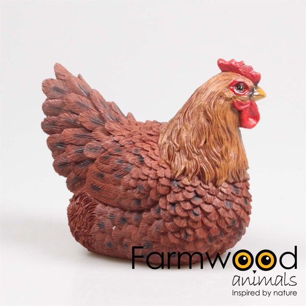 Poule couvant en résine coloris brun - IMH-0153