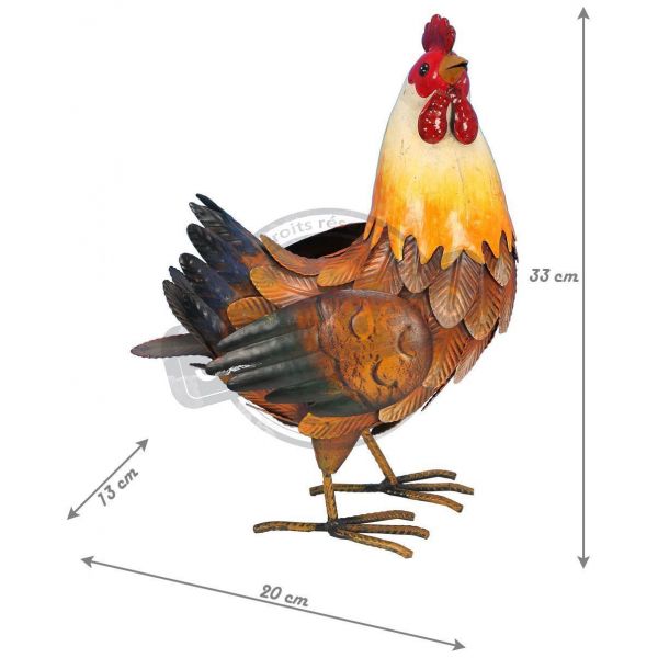 Poule décorative en métal 33 cm