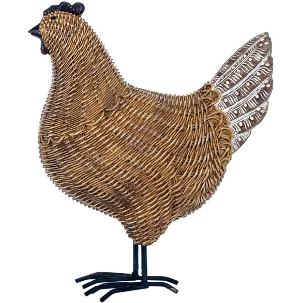 Poule décorative en résine et résine tressée - SIG-0141