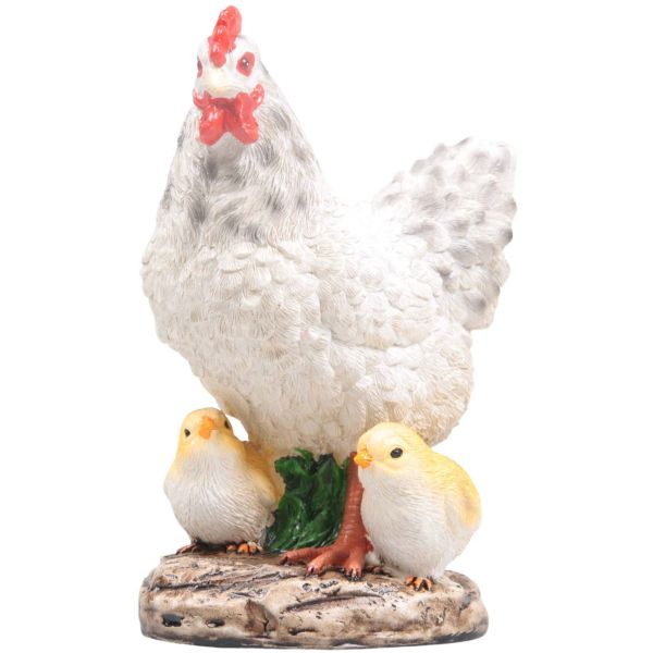 Poule avec poussins en résine 15 x 11 x 20 cm