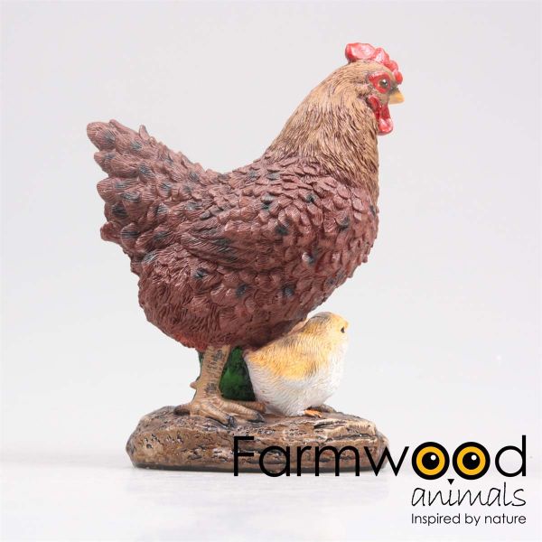Poule avec poussins en résine 15 x 11 x 20 cm - Farmwood animals