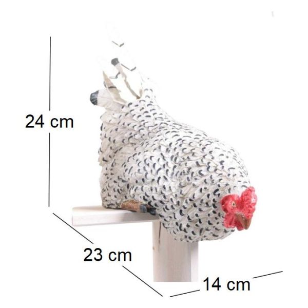 Poule avec queue en métal assise sur le bord 23 x 14 x 24 cm - IMH-0128