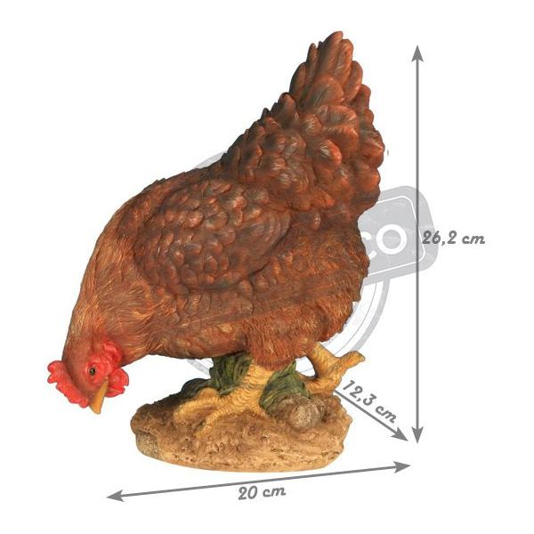 Poule en résine picorant 26 cm - 