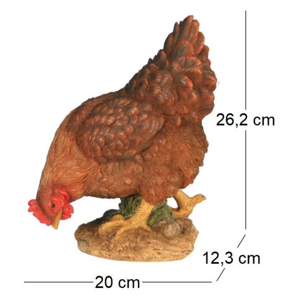 Poule en résine picorant 26 cm - RIV-0148