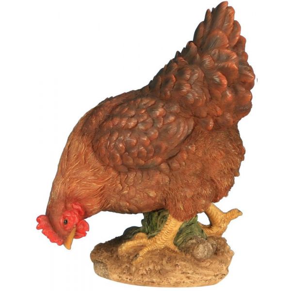 Poule en résine picorant 26 cm