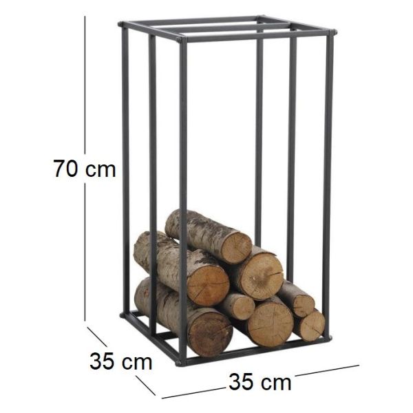 Rack à bûches vertical en métal gris - AUB-0635