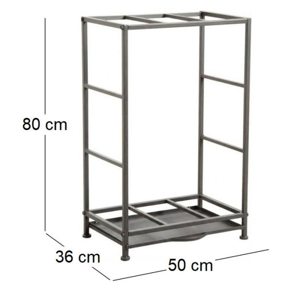 Rack porte-bûches en métal avec tiroir à poussière - AUB-0401