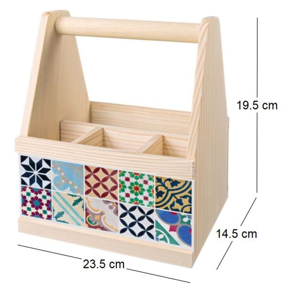 Range-couverts en bois avec motif imprimé - CON-0128