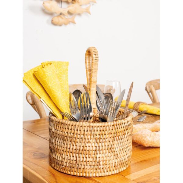 Range-couverts rond en rotin naturel - 6
