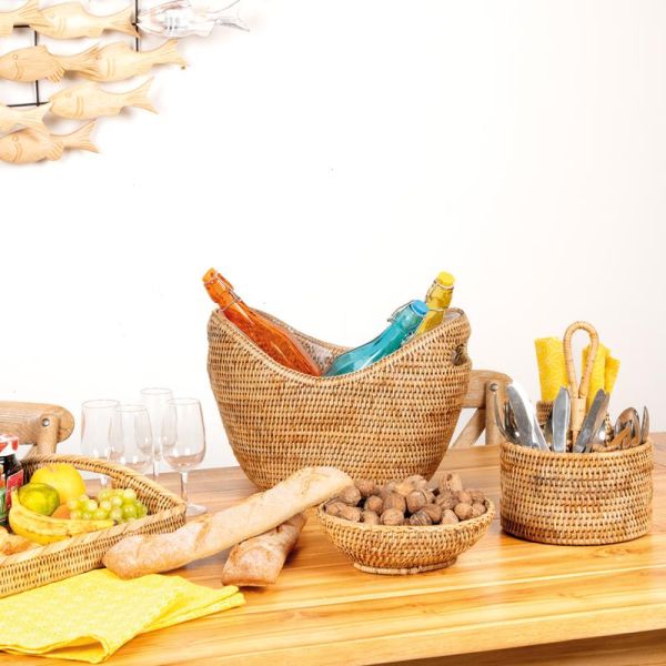 Range-couverts rond en rotin naturel - 5