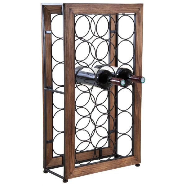 Rangement pour 18 bouteilles en métal et bois