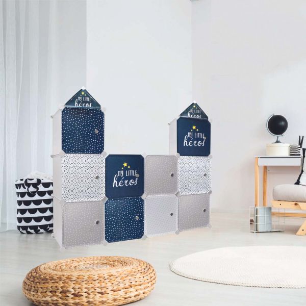 Rangement enfant 3 cubes modulables My little héros - THE HOME DECO KIDS