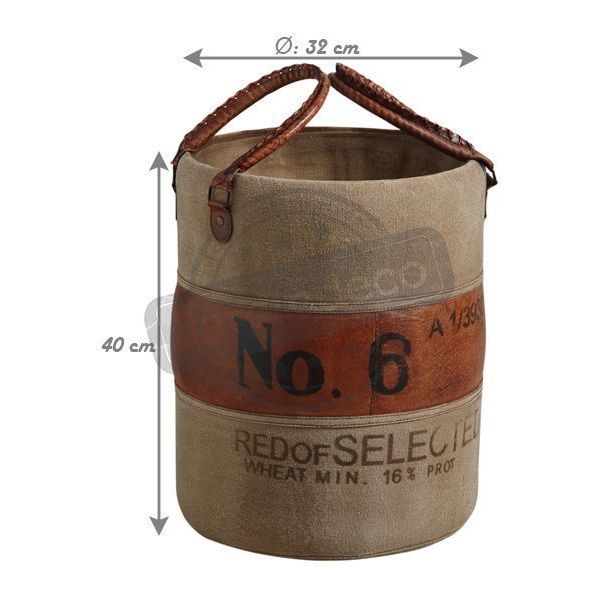 Rangement vintage en cuir de buffle et coton - AUBRY GASPARD