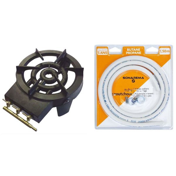 Réchaud gaz et tube souple raccordement butane propane 1.50 m