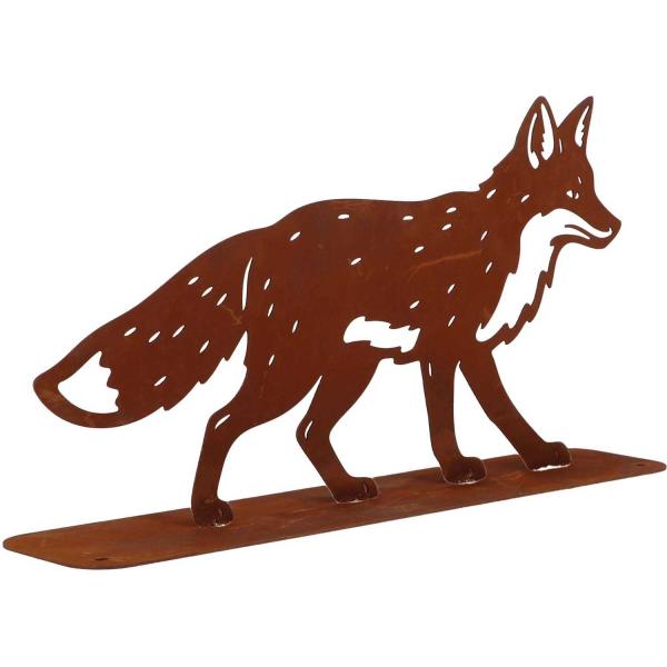 Renard décoratif en métal rouillé