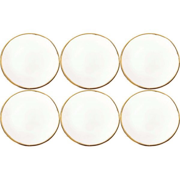 Repose sachet de thé en porcelaine liseré doré 8 cm (Lot de 6)