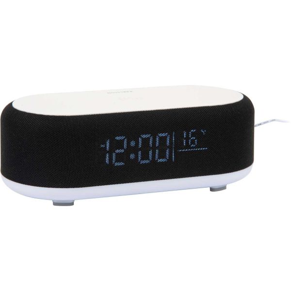 Réveil Thomson Avec Chargeur à Induction C850I – 2 Zones Induction + USB-C, Luminosité Réglable, Affichage 24h