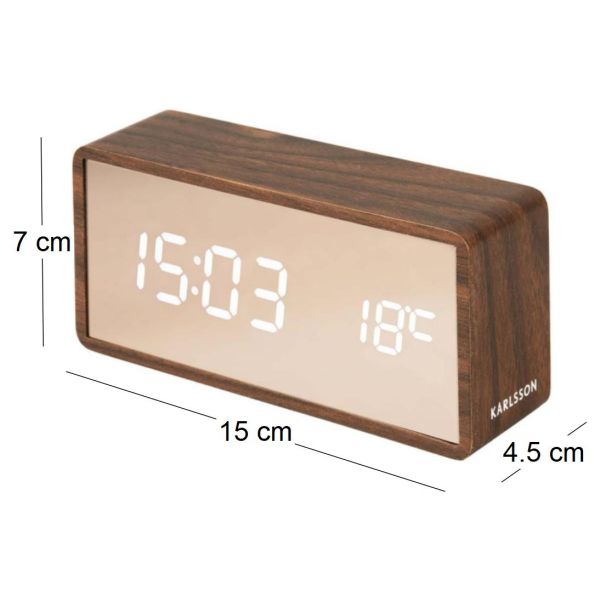 Réveil led en ABS effet bois Copper - 6