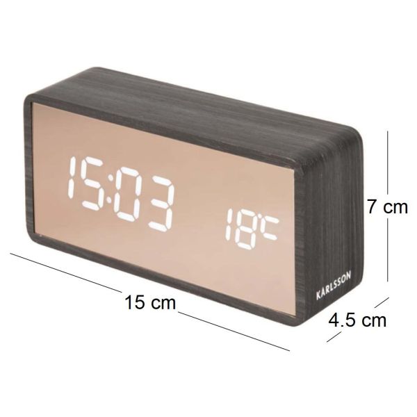 Réveil led en ABS effet bois Copper - 6