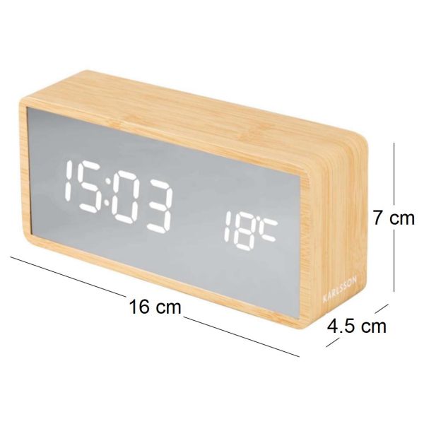 Réveil led  en ABS effet bois Silver - 6