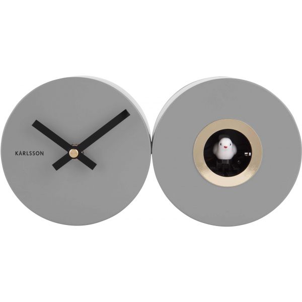 Horloge mural en métal mat Duo Cuckoo - KARLSSON