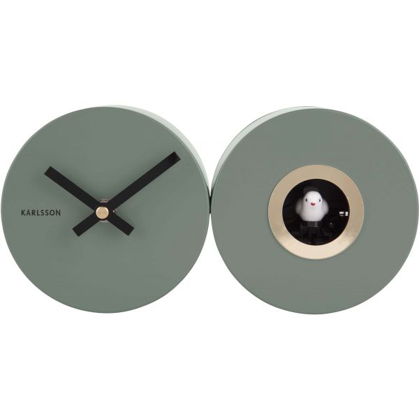 Horloge mural en métal mat Duo Cuckoo - KARLSSON