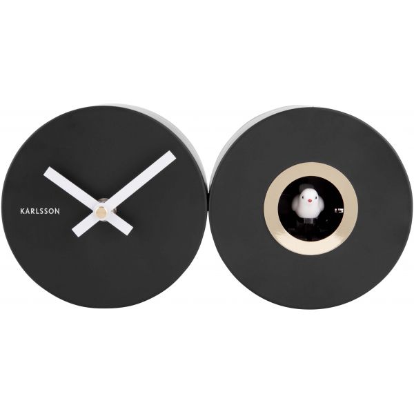 Horloge mural en métal mat Duo Cuckoo - KARLSSON