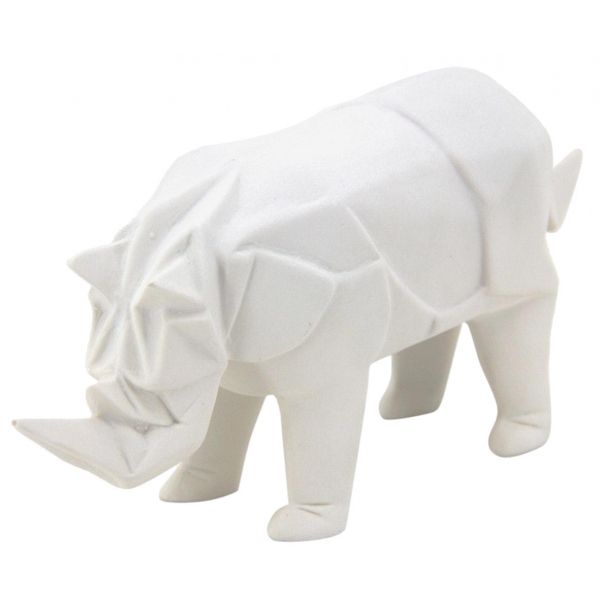 Rhinocéros déco en résine blanche origami