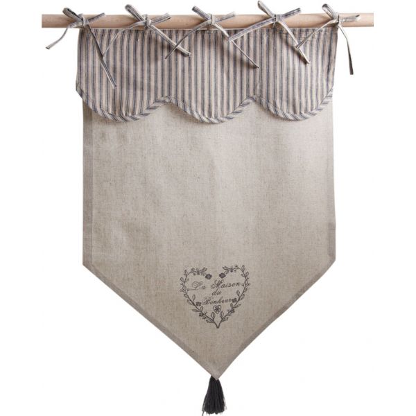 Rideau motif coeur gris