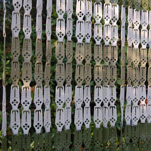 Rideau de porte en clips vert olive crème et vert Nimes - CASA