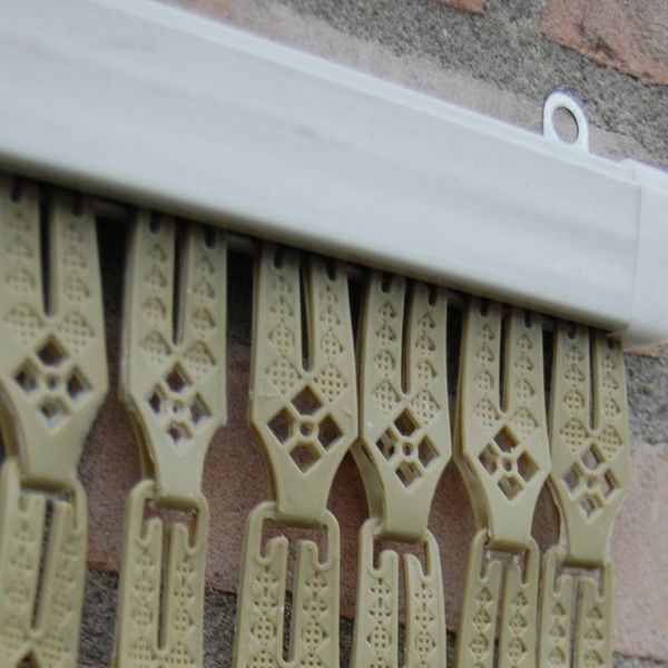 Rideau de porte en clips vert olive crème et vert Nimes - LAD-0233