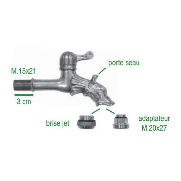 Robinet laiton extérieur dragon puisage 1/4 tour - BOUTTE