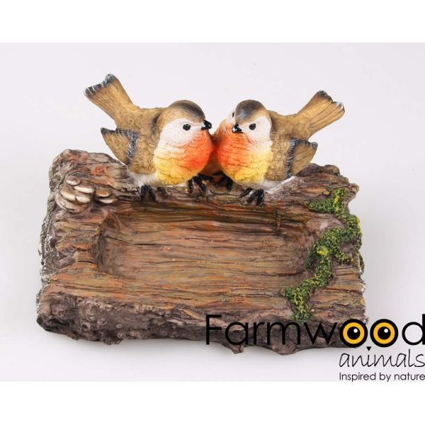 Rouge-gorge en résine sur branche 18 x 13 x 12 cm - Farmwood animals