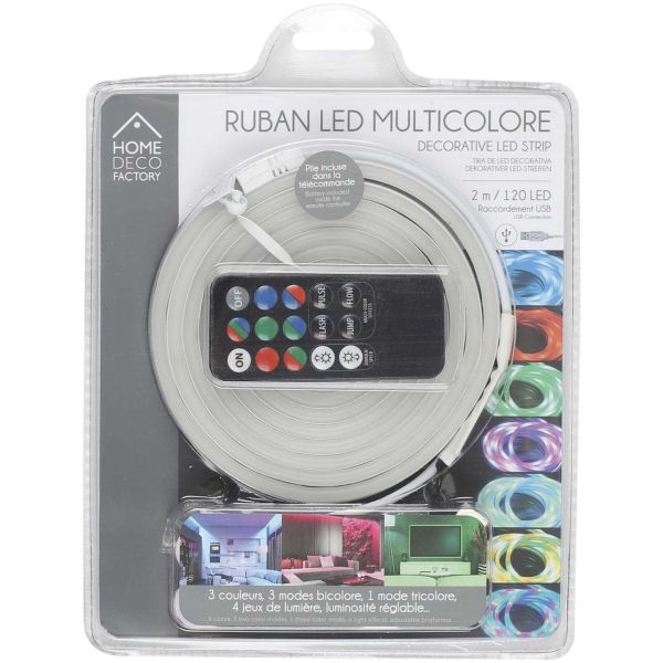 Ruban 120 led 2 m avec télécommande - CMP-4368