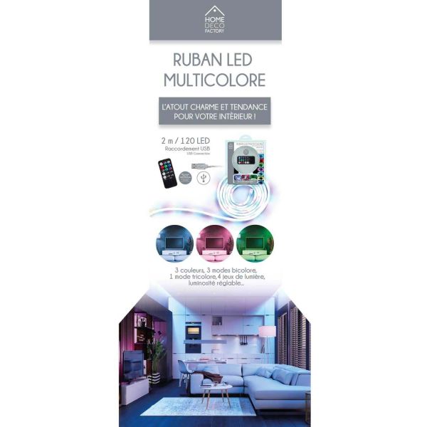 Ruban 120 led 2 m avec télécommande - 16,90