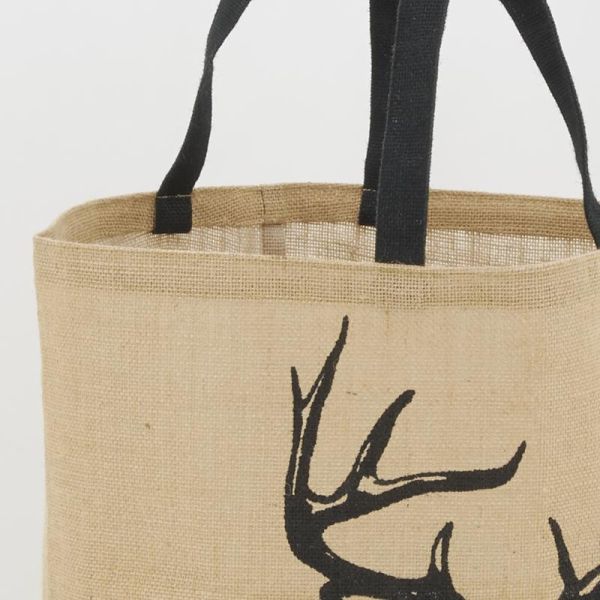 Sac à bûches jute décor CERF 60 X 40 X 30 CM à seulement 17,90 €