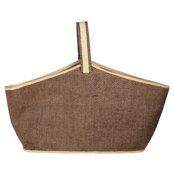 Sac à bûches en jute naturel et brun